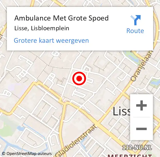 Locatie op kaart van de 112 melding: Ambulance Met Grote Spoed Naar Lisse, Lisbloemplein op 26 januari 2018 09:42