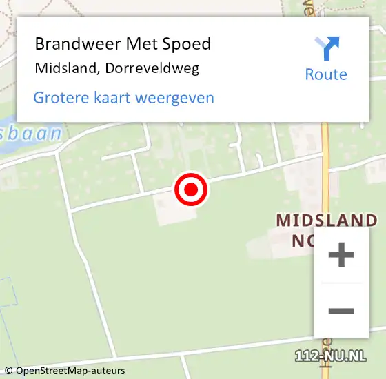 Locatie op kaart van de 112 melding: Brandweer Met Spoed Naar Midsland, Dorreveldweg op 26 januari 2018 10:31