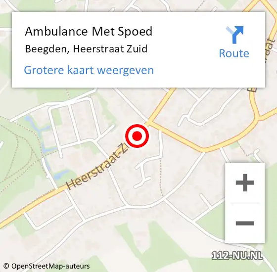 Locatie op kaart van de 112 melding: Ambulance Met Spoed Naar Beegden, Heerstraat Zuid op 26 januari 2018 10:39
