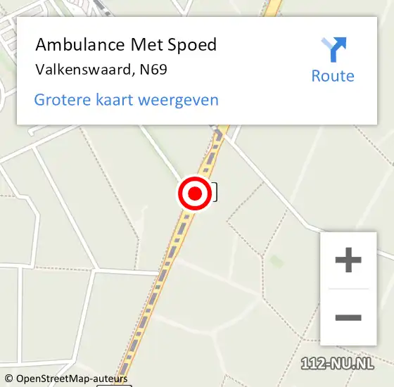 Locatie op kaart van de 112 melding: Ambulance Met Spoed Naar Valkenswaard, N69 op 26 januari 2018 11:47