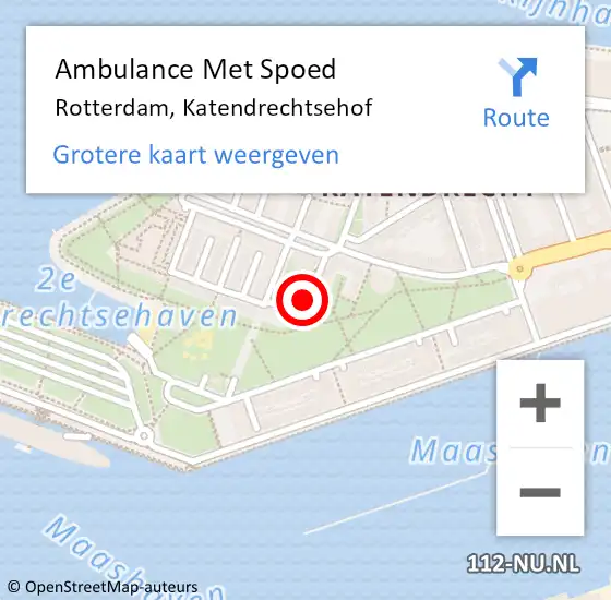 Locatie op kaart van de 112 melding: Ambulance Met Spoed Naar Rotterdam, Katendrechtsehof op 26 januari 2018 14:44