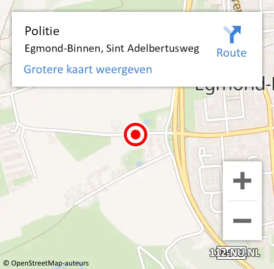 Locatie op kaart van de 112 melding: Politie Egmond-Binnen, Sint Adelbertusweg op 26 januari 2018 16:01