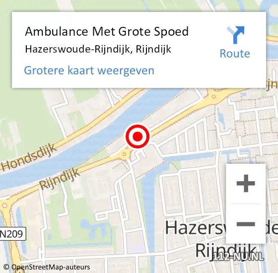 Locatie op kaart van de 112 melding: Ambulance Met Grote Spoed Naar Hazerswoude-Rijndijk, Rijndijk op 26 januari 2018 17:03
