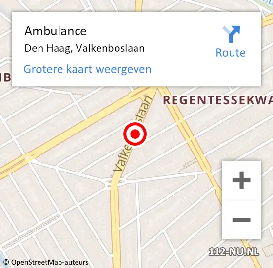 Locatie op kaart van de 112 melding: Ambulance Den Haag, Valkenboslaan op 26 januari 2018 19:30