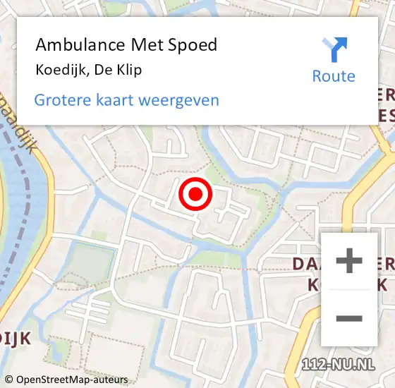 Locatie op kaart van de 112 melding: Ambulance Met Spoed Naar Koedijk, De Klip op 27 januari 2018 01:42