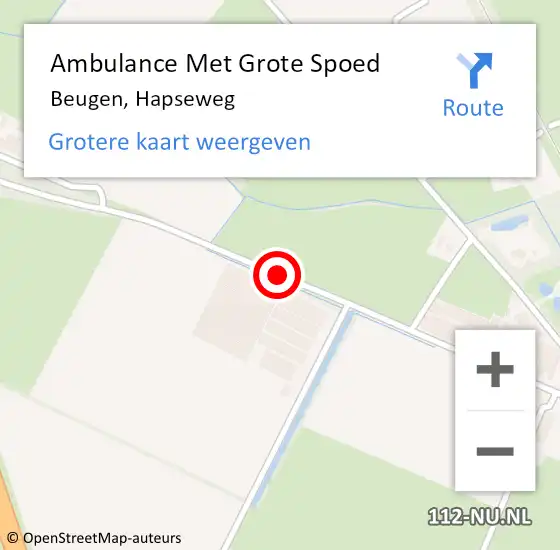 Locatie op kaart van de 112 melding: Ambulance Met Grote Spoed Naar Beugen, Hapseweg op 27 januari 2018 14:34
