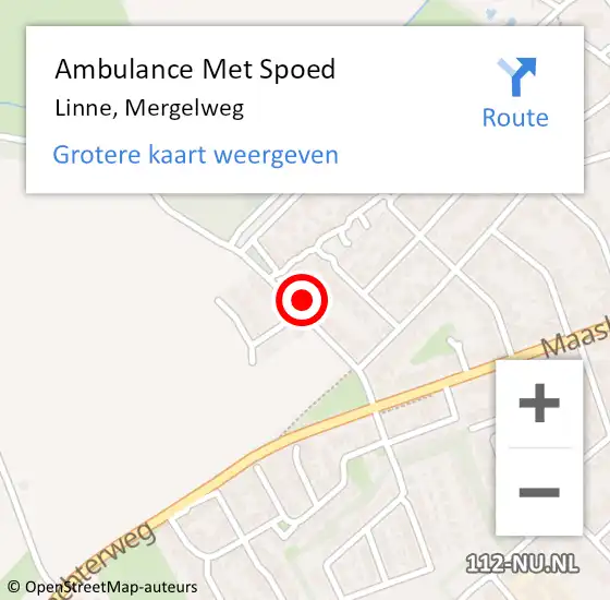 Locatie op kaart van de 112 melding: Ambulance Met Spoed Naar Linne, Mergelweg op 14 februari 2014 13:34