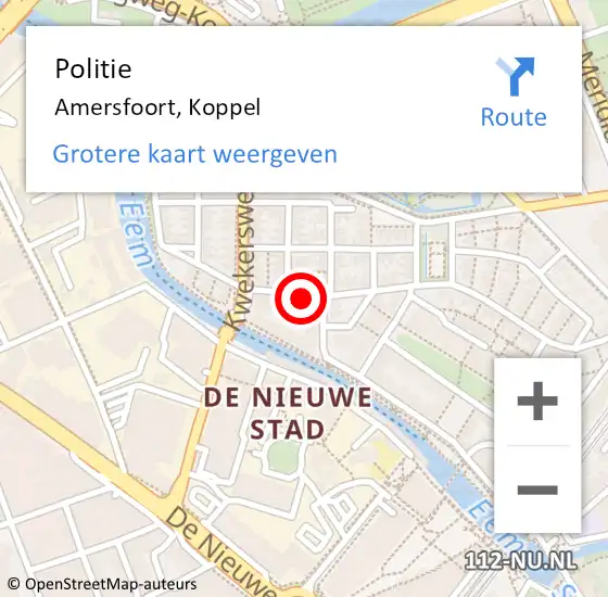 Locatie op kaart van de 112 melding: Politie Amersfoort, Koppel op 28 januari 2018 00:26