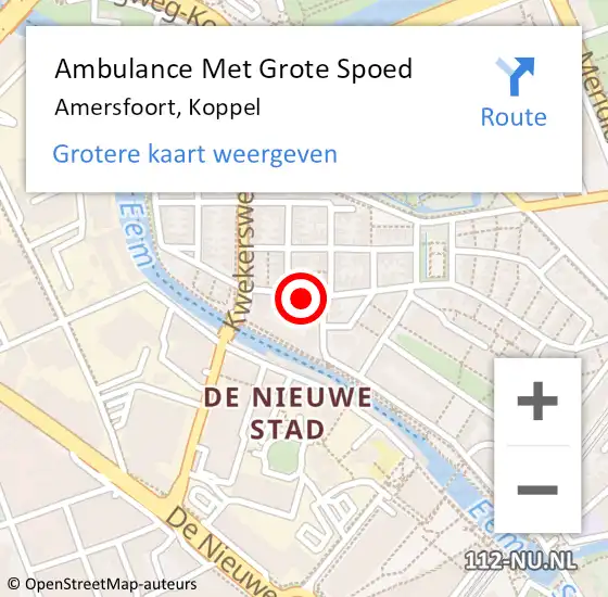 Locatie op kaart van de 112 melding: Ambulance Met Grote Spoed Naar Amersfoort, Koppel op 28 januari 2018 00:40