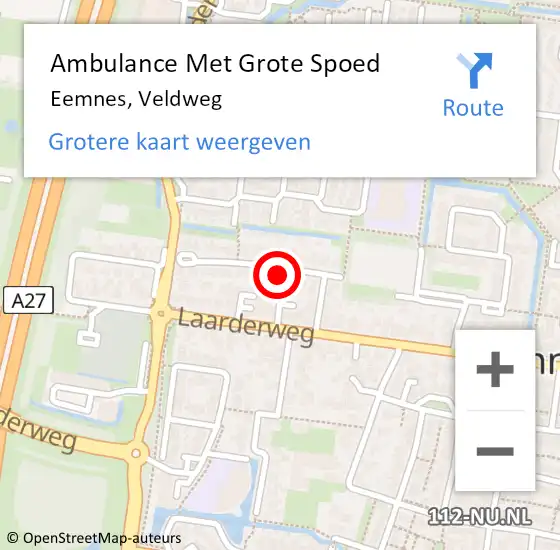 Locatie op kaart van de 112 melding: Ambulance Met Grote Spoed Naar Eemnes, Veldweg op 28 januari 2018 02:25