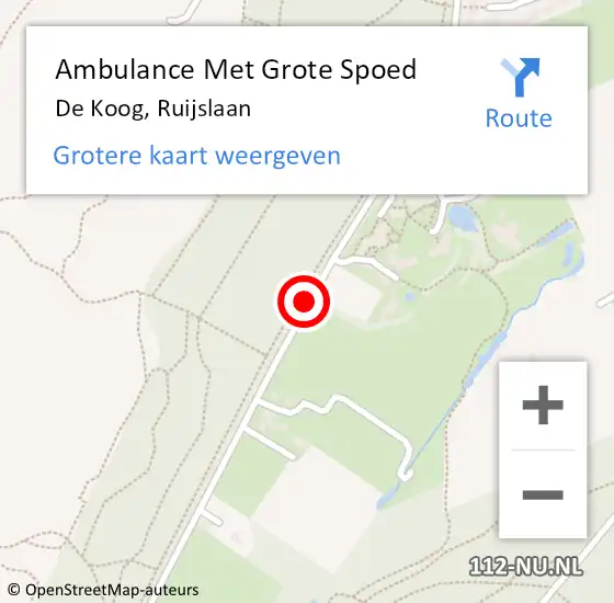 Locatie op kaart van de 112 melding: Ambulance Met Grote Spoed Naar De Koog, Ruijslaan op 28 januari 2018 05:06