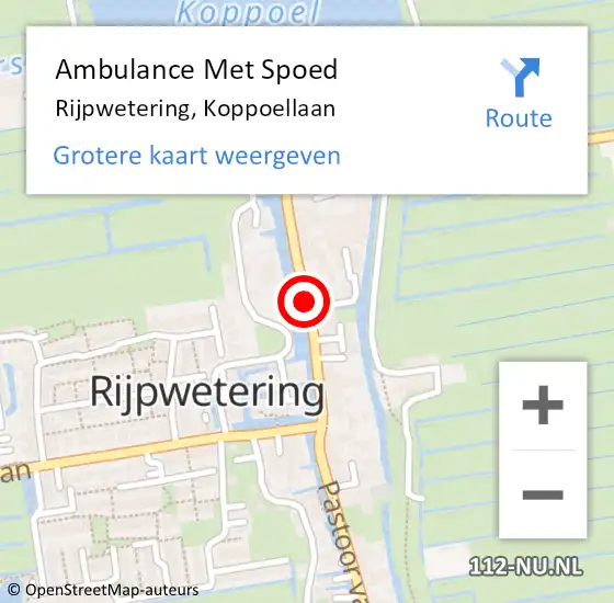 Locatie op kaart van de 112 melding: Ambulance Met Spoed Naar Rijpwetering, Koppoellaan op 28 januari 2018 10:19