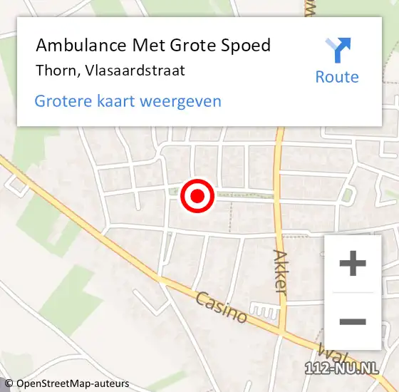 Locatie op kaart van de 112 melding: Ambulance Met Grote Spoed Naar Thorn, Vlasaardstraat op 28 januari 2018 10:45
