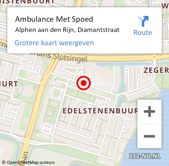 Locatie op kaart van de 112 melding: Ambulance Met Spoed Naar Alphen aan den Rijn, Diamantstraat op 28 januari 2018 11:14
