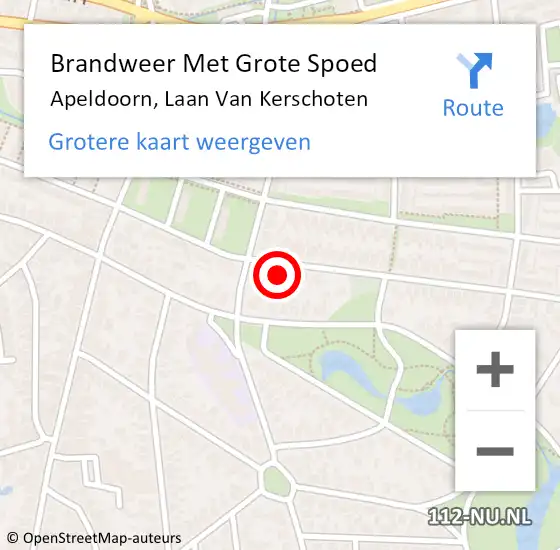 Locatie op kaart van de 112 melding: Brandweer Met Grote Spoed Naar Apeldoorn, Laan Van Kerschoten op 28 januari 2018 12:57