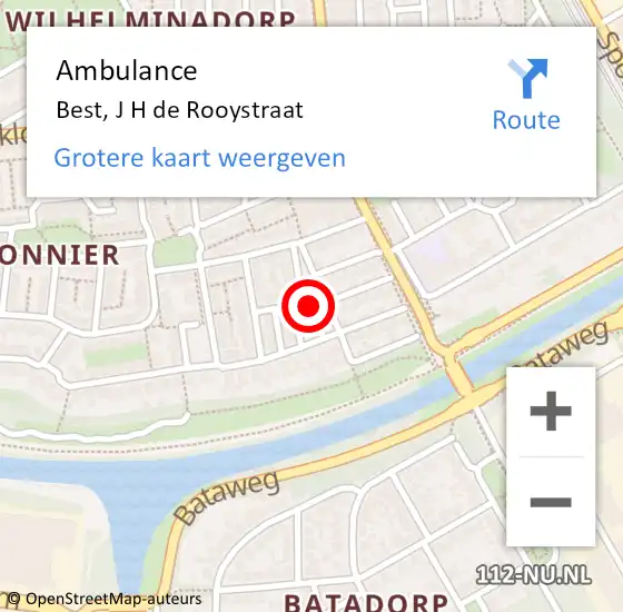 Locatie op kaart van de 112 melding: Ambulance Best, J H de Rooystraat op 28 januari 2018 13:05