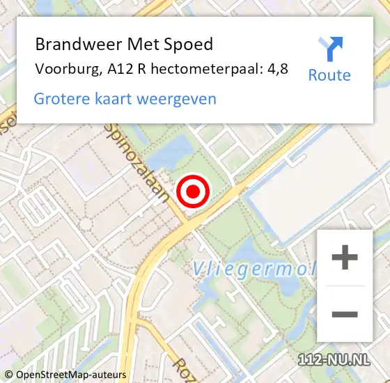 Locatie op kaart van de 112 melding: Brandweer Met Spoed Naar Voorburg, A12 R hectometerpaal: 4,8 op 28 januari 2018 13:12