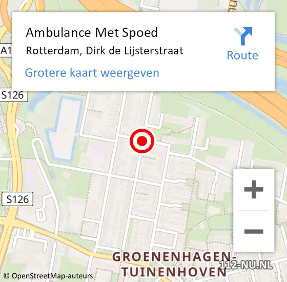 Locatie op kaart van de 112 melding: Ambulance Met Spoed Naar Rotterdam, Dirk de Lijsterstraat op 28 januari 2018 15:24