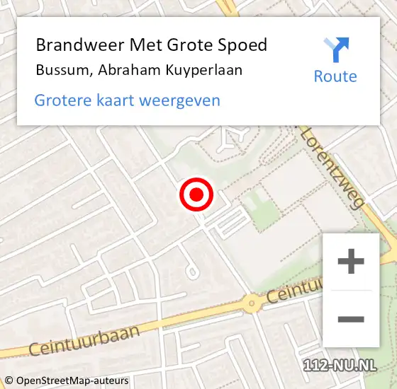 Locatie op kaart van de 112 melding: Brandweer Met Grote Spoed Naar Bussum, Abraham Kuyperlaan op 28 januari 2018 18:01