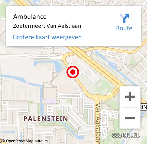 Locatie op kaart van de 112 melding: Ambulance Zoetermeer, Van Aalstlaan op 28 januari 2018 18:06