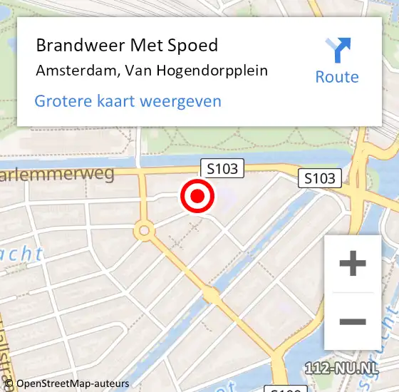 Locatie op kaart van de 112 melding: Brandweer Met Spoed Naar Amsterdam, Van Hogendorpplein op 28 januari 2018 18:39