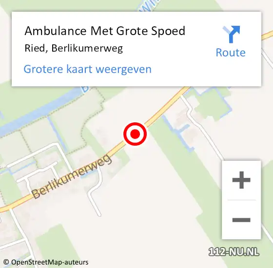 Locatie op kaart van de 112 melding: Ambulance Met Grote Spoed Naar Ried, Berlikumerweg op 28 januari 2018 23:46