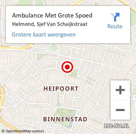 Locatie op kaart van de 112 melding: Ambulance Met Grote Spoed Naar Helmond, Sjef Van Schaijkstraat op 29 januari 2018 08:54