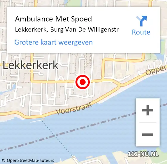 Locatie op kaart van de 112 melding: Ambulance Met Spoed Naar Lekkerkerk, Burg Van De Willigenstr op 29 januari 2018 09:01