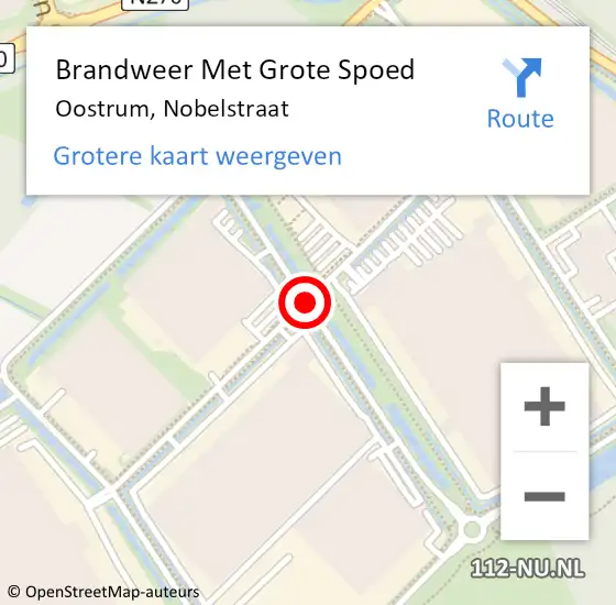 Locatie op kaart van de 112 melding: Brandweer Met Grote Spoed Naar Oostrum, Nobelstraat op 29 januari 2018 09:46