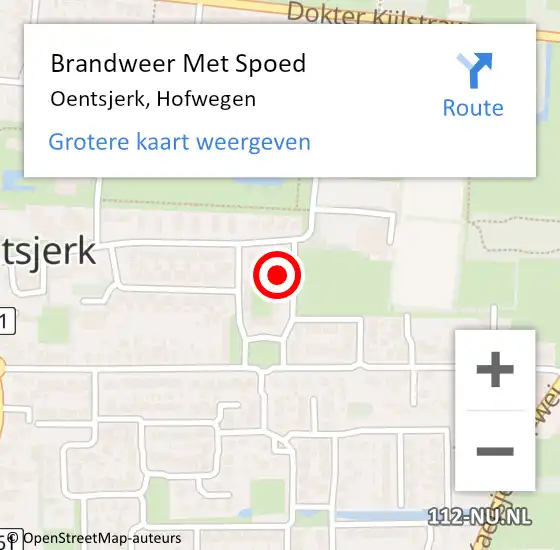 Locatie op kaart van de 112 melding: Brandweer Met Spoed Naar Oentsjerk, Hofwegen op 29 januari 2018 11:21
