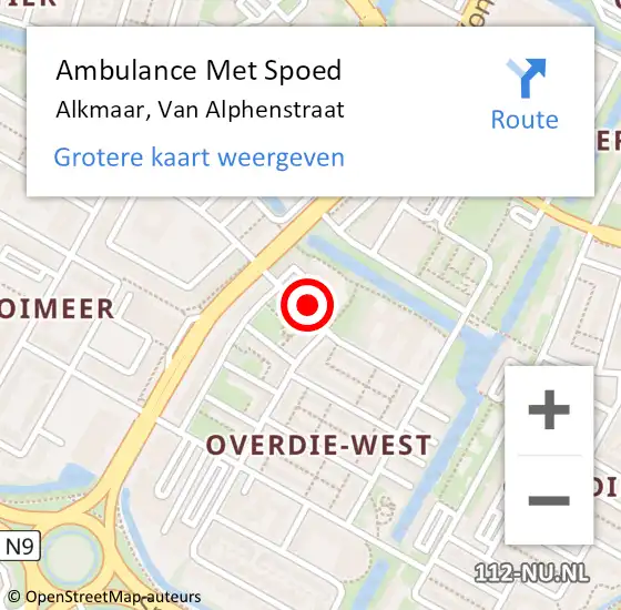 Locatie op kaart van de 112 melding: Ambulance Met Spoed Naar Alkmaar, Van Alphenstraat op 29 januari 2018 14:50