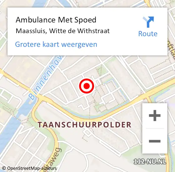 Locatie op kaart van de 112 melding: Ambulance Met Spoed Naar Maassluis, Witte de Withstraat op 29 januari 2018 17:00