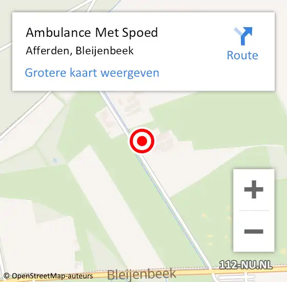 Locatie op kaart van de 112 melding: Ambulance Met Spoed Naar Afferden, Bleijenbeek op 29 januari 2018 17:47