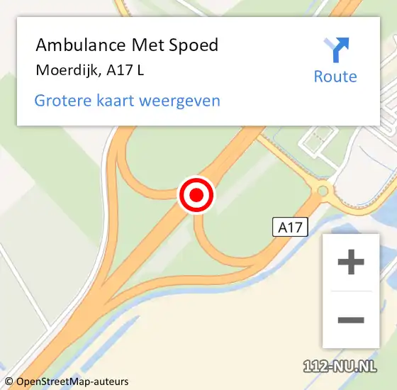 Locatie op kaart van de 112 melding: Ambulance Met Spoed Naar Moerdijk, A17 L op 29 januari 2018 18:19