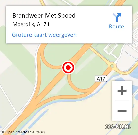 Locatie op kaart van de 112 melding: Brandweer Met Spoed Naar Moerdijk, A17 L op 29 januari 2018 18:31