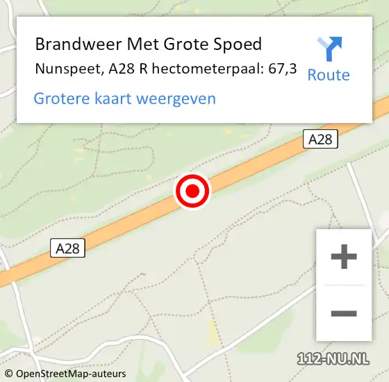 Locatie op kaart van de 112 melding: Brandweer Met Grote Spoed Naar Nunspeet, A28 L hectometerpaal: 66,3 op 29 januari 2018 19:46