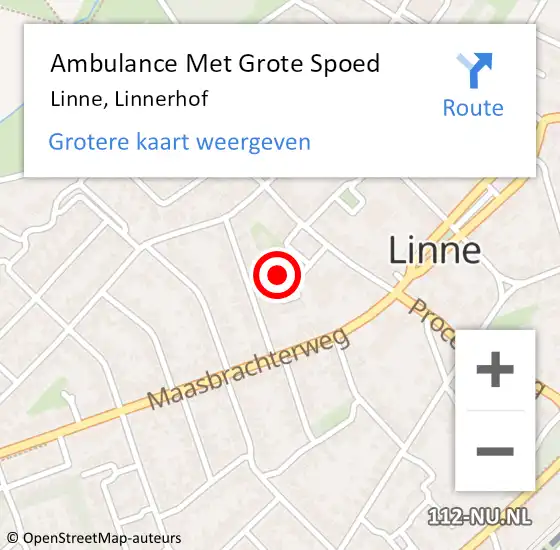 Locatie op kaart van de 112 melding: Ambulance Met Grote Spoed Naar Linne, Linnerhof op 29 januari 2018 21:57