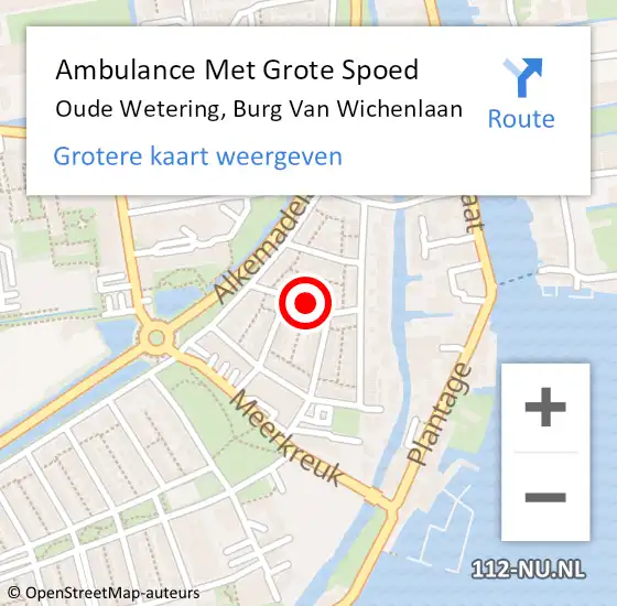 Locatie op kaart van de 112 melding: Ambulance Met Grote Spoed Naar Oude Wetering, Burg Van Wichenlaan op 29 januari 2018 22:49