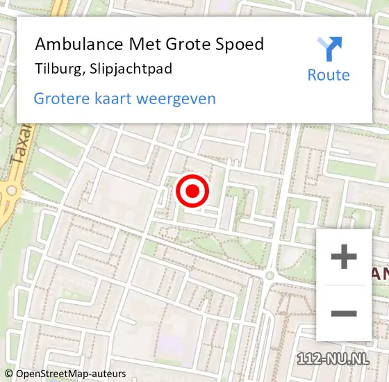 Locatie op kaart van de 112 melding: Ambulance Met Grote Spoed Naar Tilburg, Slipjachtpad op 30 januari 2018 03:30