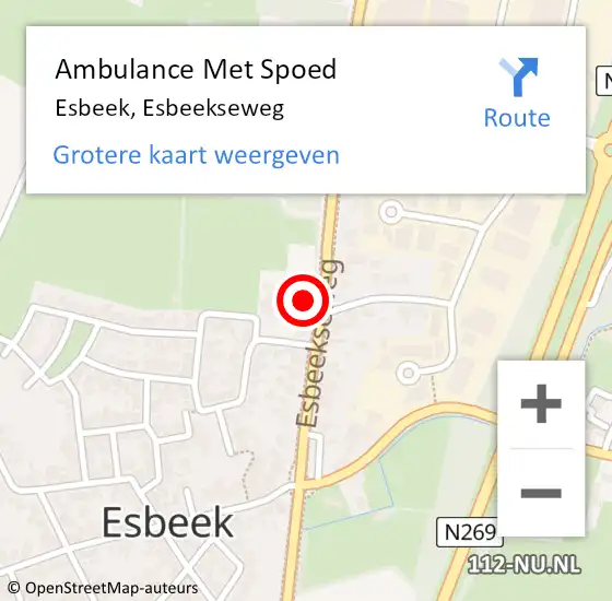 Locatie op kaart van de 112 melding: Ambulance Met Spoed Naar Esbeek, Esbeekseweg op 30 januari 2018 04:15