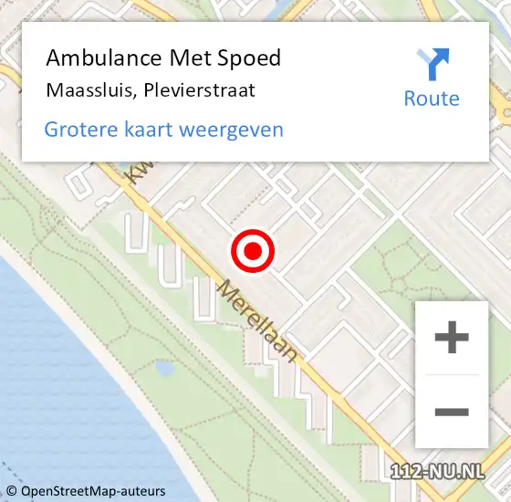 Locatie op kaart van de 112 melding: Ambulance Met Spoed Naar Maassluis, Plevierstraat op 30 januari 2018 07:25