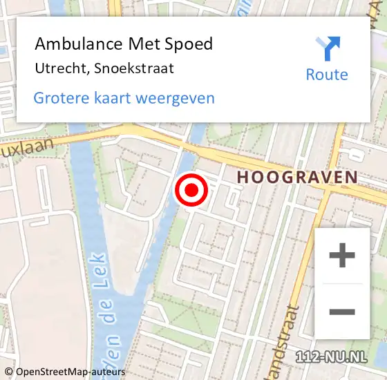Locatie op kaart van de 112 melding: Ambulance Met Spoed Naar Utrecht, Snoekstraat op 30 januari 2018 09:11