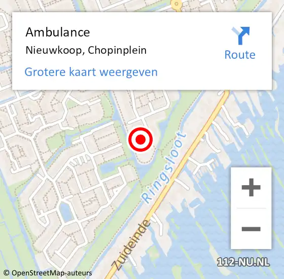 Locatie op kaart van de 112 melding: Ambulance Nieuwkoop, Chopinplein op 30 januari 2018 09:38