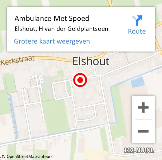 Locatie op kaart van de 112 melding: Ambulance Met Spoed Naar Elshout, H van der Geldplantsoen op 30 januari 2018 13:00