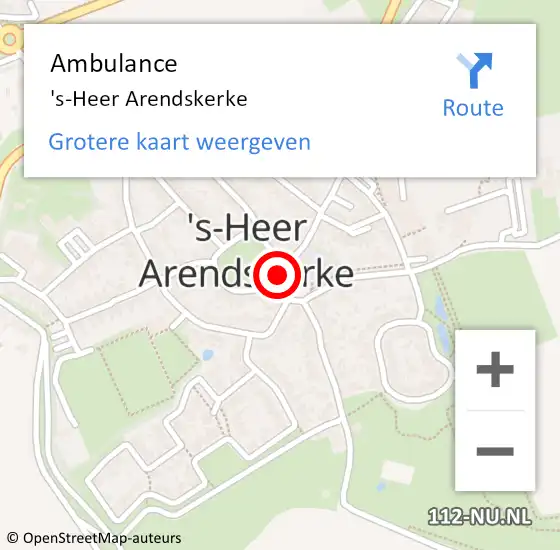 Locatie op kaart van de 112 melding: Ambulance 's-Heer Arendskerke op 30 januari 2018 13:02