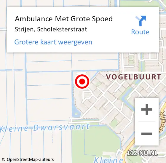 Locatie op kaart van de 112 melding: Ambulance Met Grote Spoed Naar Strijen, Scholeksterstraat op 30 januari 2018 13:51