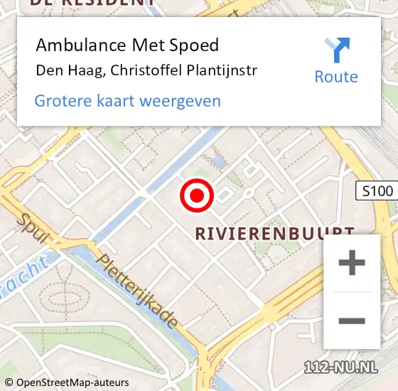 Locatie op kaart van de 112 melding: Ambulance Met Spoed Naar Den Haag, Christoffel Plantijnstr op 30 januari 2018 15:04