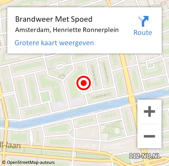 Locatie op kaart van de 112 melding: Brandweer Met Spoed Naar Amsterdam, Henriette Ronnerplein op 30 januari 2018 16:02