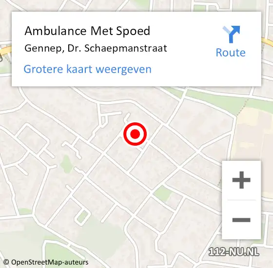 Locatie op kaart van de 112 melding: Ambulance Met Spoed Naar Gennep, Dr. Schaepmanstraat op 30 januari 2018 16:47
