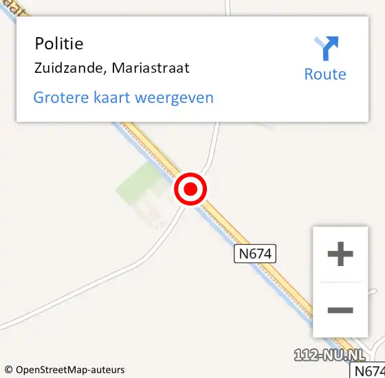 Locatie op kaart van de 112 melding: Politie Zuidzande, Mariastraat op 30 januari 2018 18:05